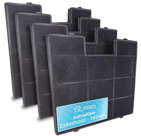 DL-pro 4 x Aktivkohlefilter 243x228x13mm für Amica KF17141 KF 17141 Filter für Dunstabzugshaube Abzugshaube
