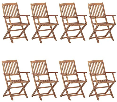 TEKEET Outdoor-Möbel-Klappstühle 8 Stück Akazienholz-Möbel massiv