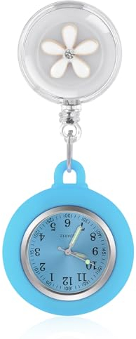 Taschenuhren für Damen, personalisiert Krankenschwester Taschenuhr, Taschenuhren Zeiger mit Leuchtend, Dehnbare Silikon Hülle Schwesternuhren, Ansteckuhr für Krankenschwestern Pflege und Ärzte (Blau)