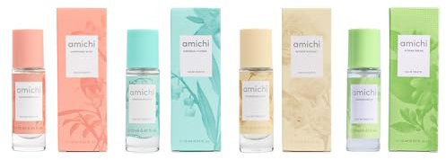 AMICHI - Colonias Mujer Azahar Dream + Intense Bouquet + Mandarine Musk + Sensual Flower, Pack de 4 x 12 ml, Formato Viaje en Spray, Perfume, Eau de Toilette Femenina, Fragancia Fresca