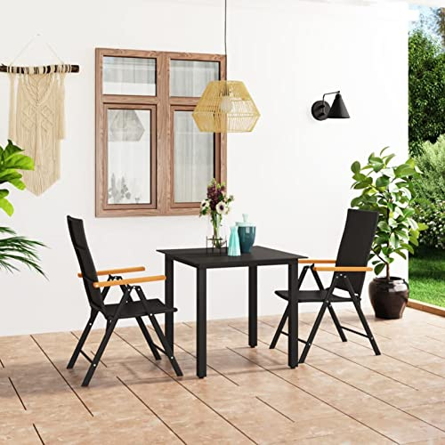 BaraSh 3-TLG. Garten-Essgruppe Schwarz und Braun Lounge Set Outdoor Gartengarnitur Essgruppe Essgruppe