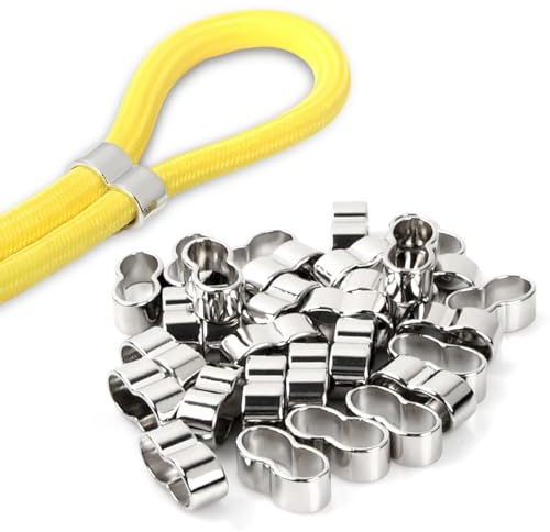 30 Pezzi Morsetto per Fune, Doppi Manicotti per Cavo Metallica Maniche, Anello di Crimpatura Manicotto per Funi Metalliche, per il Fissaggio di Corde, Catene per Cani