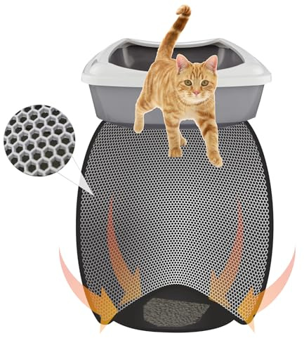 Bypet Katzenklo Matte, Katzenstreu Matte Katzenklo Unterleger Waben Design Katzenklo Vorleger wasserdichte Doppelte Schichte Entwurf Bienenwabe Matte (Oval4060)