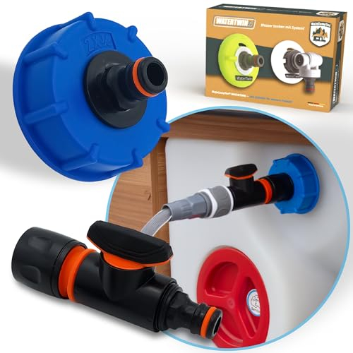 MaJoCompTec® WATERTWIN Adaptateur de remplissage pour réservoir d'eau - Accessoires de raccordement d'eau pour camping-car - Adaptateur de remplissage avec raccord rapide (kit de base + contrôle -