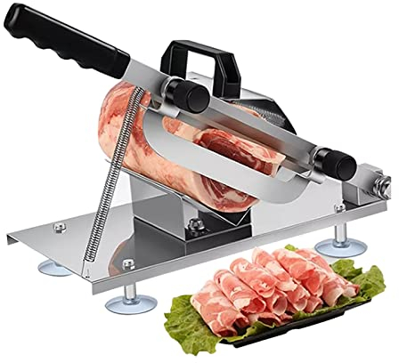 MLUENF Lame de Coupe-Viande Manuelle congelée en Acier Inoxydable, pour Usage Domestique, Rouleau de Mouton, Fromage, Bacon, Nougat, charcuterie