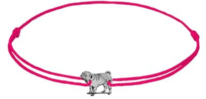 ZILIA Jewelry Mops-Armband – Elegantes Geschenk für Tierliebhaber, perfekt für Hundearmband-Liebhaber, stilvoll und bequem, ideal für den Alltag und besondere Anlässe (Magenta, 17.5cm)