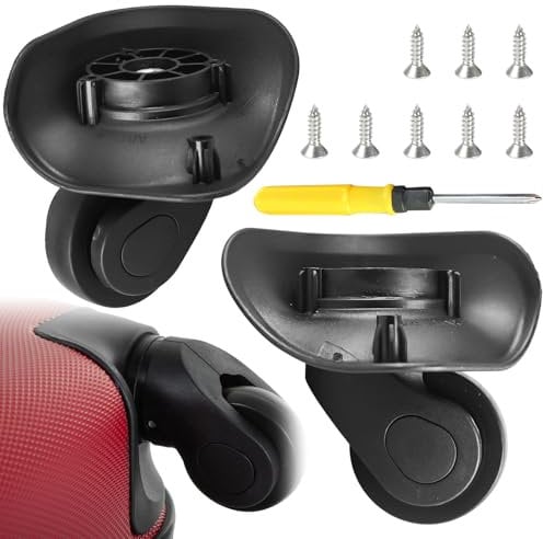 BAIFULAI 2 Stück Ersatzrollen für Koffer, Universal Kofferräder mit Schrauben und Schraubendreher, Ersatzrollen Koffer 50mm Kofferrollen Koffer Ersatzrollen für Koffer Gepäckkoffer, Schwarz