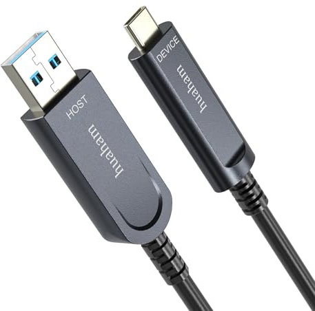 huaham Fiber Optic USB A to USB C Cable 15M/50FT, 10Gbps High-Speed Long Distance Data Transfer USB 3.1 Type C Cable for VR/AR/Logitech Camera/Barco ClickShare Touch Screen Kinect Intel RealSense