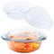 LOPYXBR Lot de 2 petits cocottes rondes en verre transparent avec couvercle - 0,7 l - Passe au four à micro-ondes avec couvercles - Passe au four, au congélateur et au micro-ondes