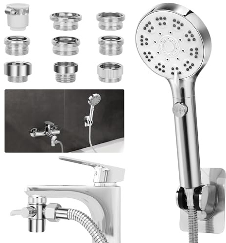 Bathtub Faucet Shower Head Sink with 79 Hose for Bathroom Garden | Tub Faucet Sink Hose Sprayer Attachment Set , ON/OFF 6 Modes High Pressure Handheld Shower Extension Kit, Removable