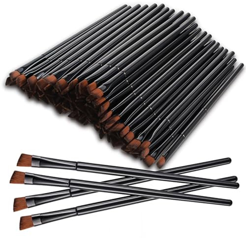 100 Stück Eyeliner Pinsel Augenbrauenpinsel Abgewinkelte Augenbrauen Pinsel Feine Abgeschrägte Flache Winkel Dünn Augenbraue Tintpinsel Einweg Augen Make-up Werkzeug