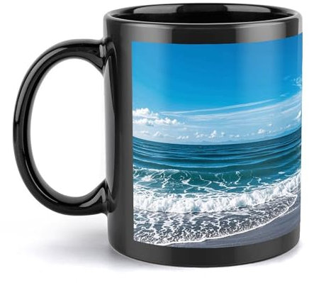 NTVOWPZO Coffee Mugs Large Coffee Mugs Ceramic Coffee Mugs Japanese Style Waves Mug with Handle Travel Coffee Cup Funny Mug Tea Cups with Handle for Hot Cold Beverages