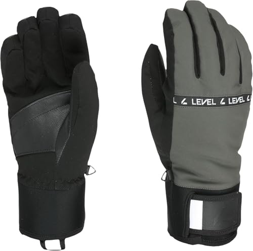 Level Hawk Herren Ski- und Snowboardhandschuhe mit kurzer Manschette und verstellbarem Riemen, Thermo-Winterhandschuhe
