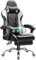 Shahoo Gaming Chair with Footrest and Massage Lumbar Support, Ergonomic Computer Seat Height Adjustable with 360°Swivel and Headrest, White