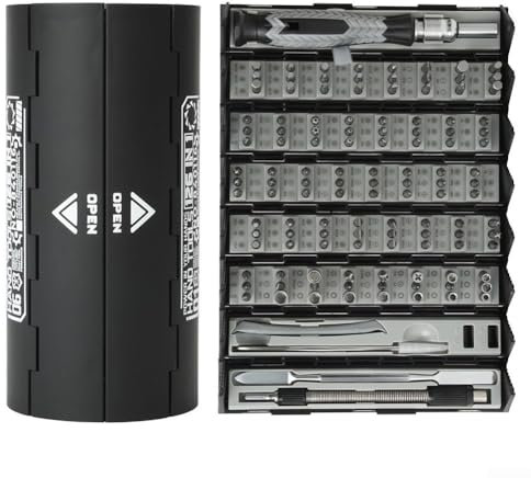 Eawfgtuw Kit de tournevis de précision 126 en 1 multifonction magnétique avec embouts en acier au chrome vanadium pour téléphones portables, tablettes, ordinateurs, montres, lunettes, appareils photo,