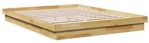 vidaXL Massivholzbett ohne Matratze 140x190 cm Eichenholz, Bettrahmen, Bett, Bett Massivholz, Schlafzimmermöbel, Bett Holz, Doppelbett, Holzbett