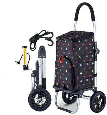 QZQJUILU Sali Le Scale in Tutta tranquillità Carrello della Spesa Portatile con Borsa isolata Corda Elastica e Design a 2 Ruote