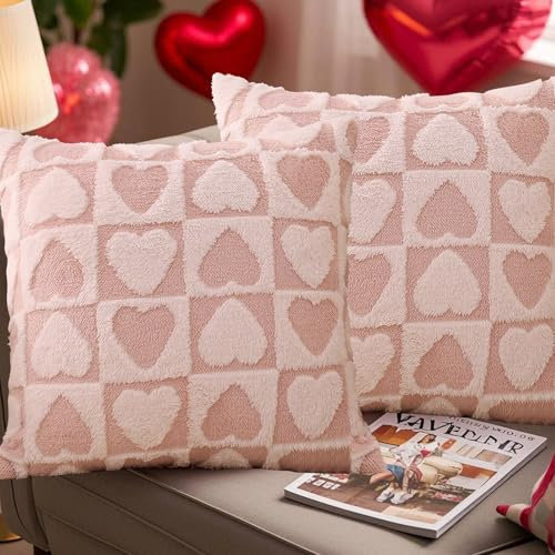 FONDUO Kissenbezug Valentinstag Deko Kissenbezüge Geschenk für Freund Freundin Zierkissenbezug Dekokissen Sofakissen 45x45cm Kissenhülle Dekorative Kissen für Lieblingsmensch (Rosa)