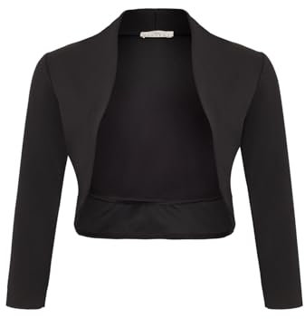 DANAEST Damen Bolero Festlich Strickjacke Elegant Schulterjacke 3/4 Ärmel Kurz Top (708) (DE/NL/SE/PL, Alphanumerisch, XS, Regular, Kurz, Schwarz)