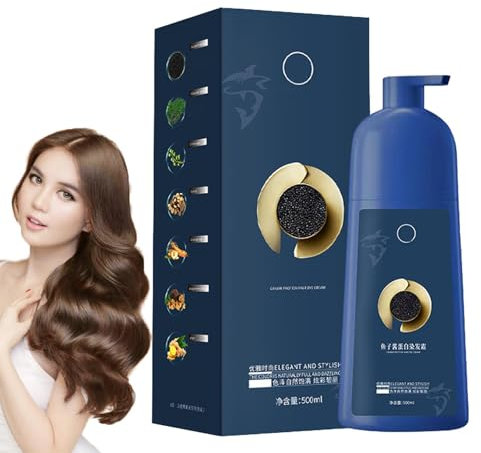 Weqizuerqi 500ml Shampoing Coloration Instantanée aux Protéines de Caviar, Shampoing Végétal Naturel