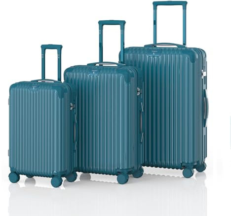 Voyagoux Kofferset 3 teilig - 40L,72L & 116L, Hartschalenkoffer Set, Rollkoffers, TSA-Schloss, ABS, Reisekoffer mit Rollen, 4X 360° Rollen, Robust und Leichtgewicht Suitcase, Hellblau