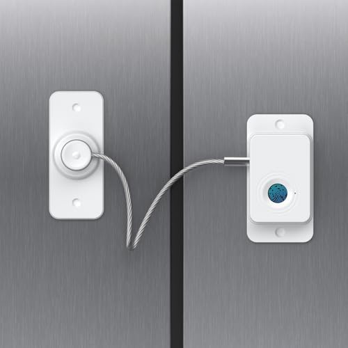 Larimuer Fingerprint Sicherheitsschloss - Kindersicherung & Haustiersicher für Schubladen, Schränke, Backöfen, Toiletten | Intelligente Biometrie & USB-Schlüssel | Schnell Entsperre (1, Weiß)
