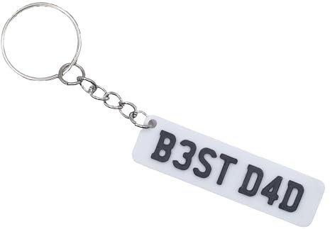 MadeBy3D Daddy Number Plate Keyring, Best Dad Car Registration Plate Keyring, Fathers Day Gift