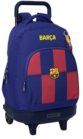 safta FC Barcelona 1. Team 25/26, großer Rucksack mit Rädern, kompakt, abnehmbar, ideal für Kinder verschiedener Altersgruppen, bequem und vielseitig, Qualität und Widerstandsfähigkeit, 33 x 22 x 45