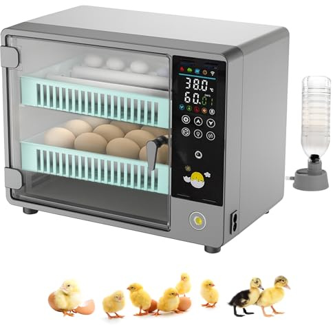 Aeroflexa Egg Incubators for Hatching 24 Eggs,incubator for eggs automatic turning and humidity monitor,temperature control,5 incubation modes,Egg incubator for chicken,duck,goose,and quail eggs(gray)