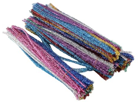 Qusedwey 400Pcs Pipe Cleaners 10 Assorted Colors Chenille Stems Craft Supplies Glitter Pipe Cleaners for DIY Art Crafts