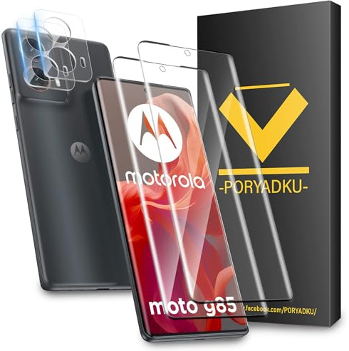 V-PORYADKU Tempered Glass For Motorola Moto G85 5G Screen Protector 2 Pack [6.67 Inch]+ Transparent HD Camera Lens Protector 2 Pack, Fingerprint Unlock Compatible, 9H Hardness, HD Clear