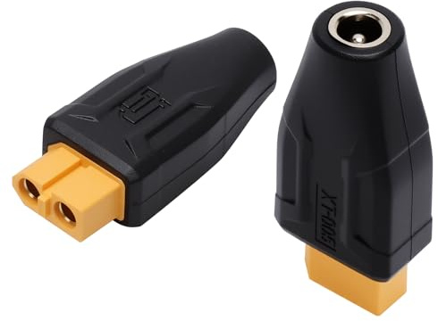 VOSSOT 2 Stück XT60 Stecker 5.5 mm x 2.1 mm Kabellos, XT60 Adapter (XT60-Buchse auf DC-Buchse), für FPV-Monitor, Stromversorgung, TS100, Lipo Batterie, RC Auto