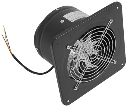 Black, 7-Inch Exhaust Fan, 50W Exhaust Fan, Industrial Vent Fan, Wall Mounted Fan Window Mounted Fan for Kitchen, Bathroom