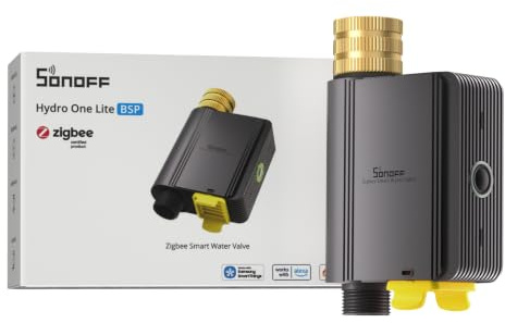 SONOFF SWV-ZNE Hydro ONE Lite Zigbee Smart Timer per Irrigazione con Spruzzatore, Ingresso in Ottone, Timer di Irrigazione con Programmazione Adattata al Meteo per Giardino e Prato, Compatibile con