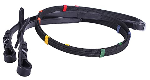 JA Horse JA3013 Lernzügel Gurtzügel aus Baumwolle und Leder, Full | Lernzügel, rutschfeste Ausbildungszügel, Martingalstoppern für Reitanfänger, Paar