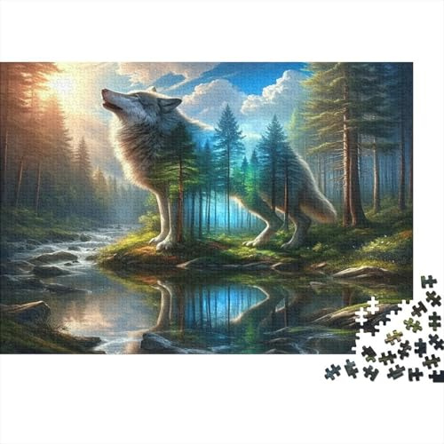 Waldwolf 1000 Teile Puzzle Spiel Papier Erwachsene See Natur Landschaft Familienspiel Puzzle Entspannung Deko Geschenk 70x50cm/1000pcs