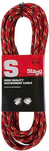 Stagg SGC6VT RD - Cable jack 6 m, tweed rojo, Derecho - Estándar