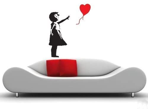 Wandtattoo, Motiv Banksy Mädchen mit Ballon, Vinyl, 88 x 50 cm