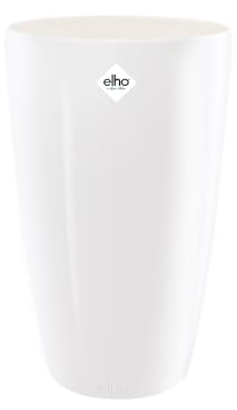 elho Brussels Diamond Round High 32 - Flower Pot Indoor - 100% Recycled Plastic - Ø 32.0 x H 55.3 cm - White/White