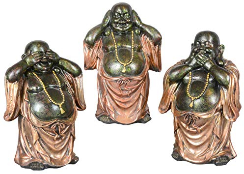 Aricola Buddha Figuren Set 3-tlg. „nichts sehen, nichts hören, nichts sagen“. Dekorative Buddha Statuen aus Polyresin.