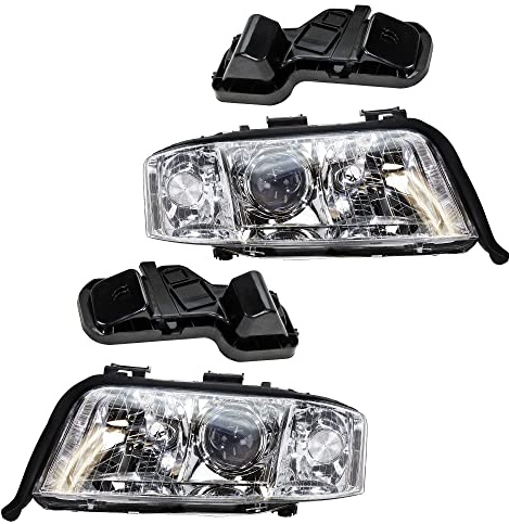 BESTPRICE 2x Hauptscheinwerfer vorne links + rechts H7 Frontscheinwerfer ohne Stellmotor, Kompatibel mit AUDI A6 C5 (4B2), A6 C5 Avant (4B5)