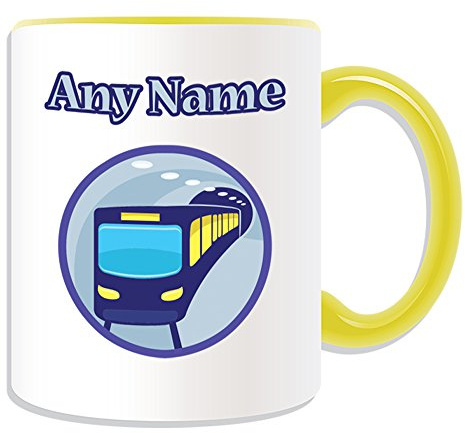 Personalised Gift - London Tube Mug (Transport Design Theme, Colour Options) - Any Name / Message on Your Unique - Driver Vehicle Automobile City Public Track Railway Metrolink Metro Underground Train Subway