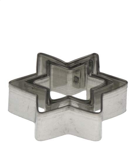 Lares Terrassen-Ausstecher/Ausstechform aus Weißblech - 3-teiliges Set - Motiv: Stern (6 Zacken) - Ø ca. 3,5-5 cm, H: ca. 1,7 cm - Made in Germany