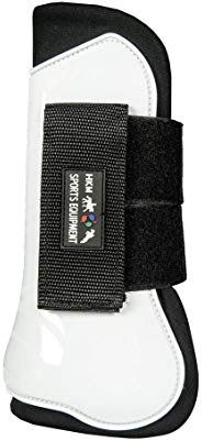 HKM SPORTS EQUIPMENT Springgamaschen und Streichkappen, 4er Set -Genua-, weiß/schwarz, Vollblut