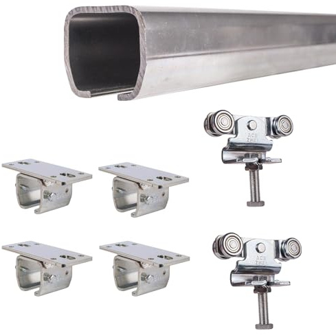 ATTAS Mea Schiebetürbeschlag Set Completo Puerta Corredera & Scheunentore Tipo 2 Hasta 400KG 2-4-6M Schiebetorbeschlag Carril-Guía & Carretilla C Carril para Uso Al Aire Libre Montaje en Techo