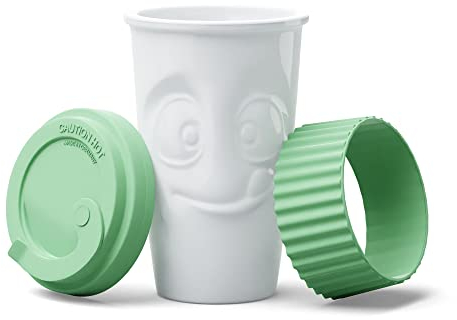 FIFTYEIGHT PRODUCTS / Becher ToGo „Lecker“ (Porzellan, 400ml, Mint, Made in Germany)