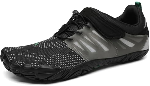 SAGUARO Barfußschuhe Herren Barfussschuhe Damen Barfuss Schuhe Zehenschuhe Outdoor Fitnessschuhe rutschfest Traillaufschuhe Barefoot Shoes mit Zero-Drop Solhe Unheimlich Schwarz, Gr.44 EU