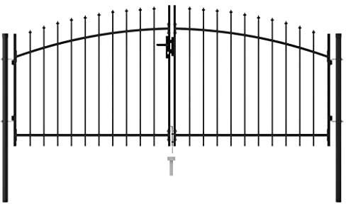 Tidyard Metall Doppeltor Zauntor Gartentor mit 3 Schloss, Hoftor Doppelflügeltor Zauntür Gartentür Abschließbar, 3x1,25 m Schwarz