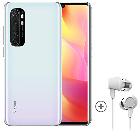 Xiaomi Mi Note 10 Lite Smartphone + Cuffie (16,43 cm, display FHD+, 64 GB di memoria interna, 6 GB di RAM, fotocamera posteriore 64 MP, fotocamera frontale da 16 MP, doppia SIM, Android 10), bianco