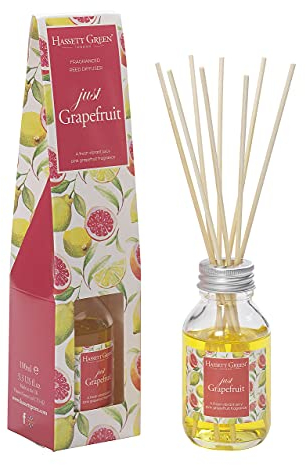 Hassett Green London - Just Grapefruit - Fragrance Oil Reed Diffuser - 100ml Glass Bottle with 8 Rattan Reeds